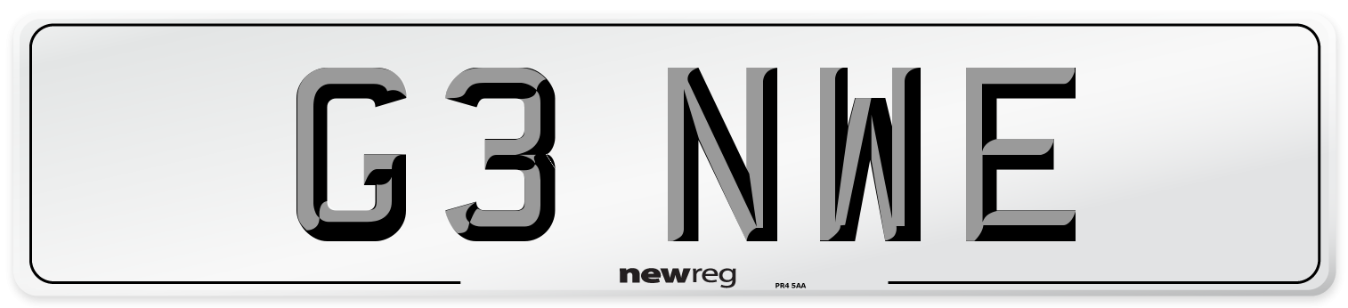 G3 NWE Number Plate from New Reg